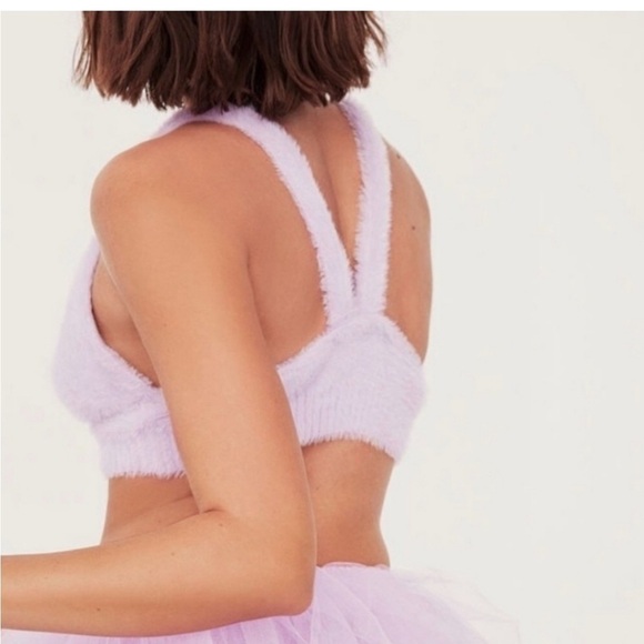 For Love and Lemons Devon Lavender Soft Fuzzy Knit Sleeveless Crop Top XXS NWT - Picture 2 of 8